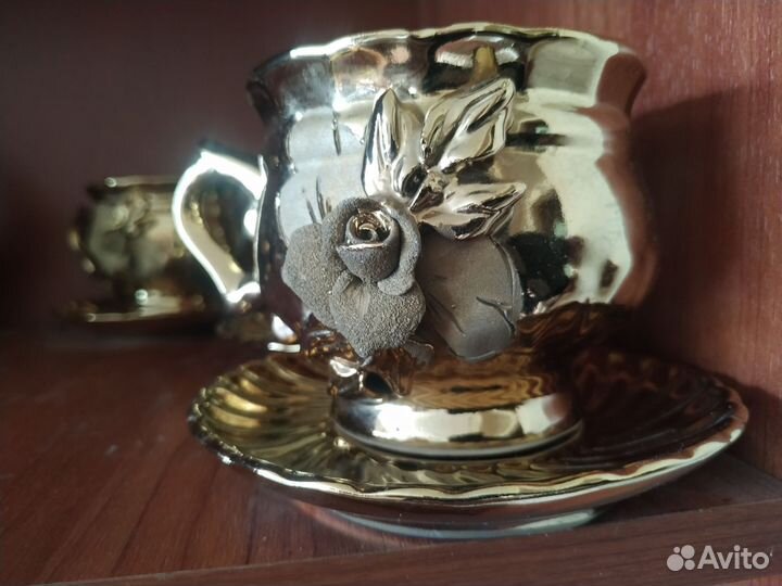 Позолоченный чайный набор на 4 персоны СССР
