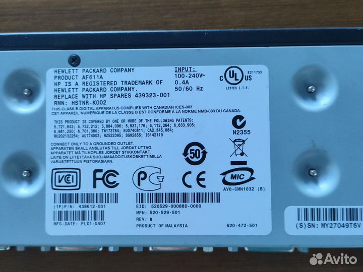 Консольный коммутатор HP 1X4 AF 611A