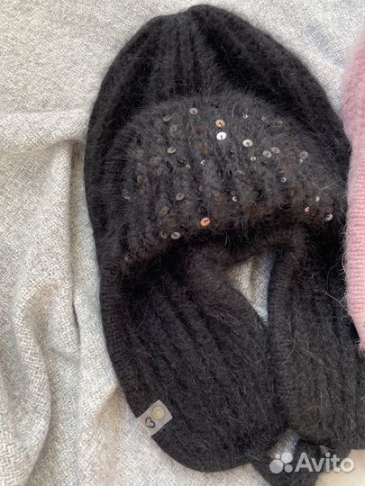 Ушанка из пуха норки, варежки