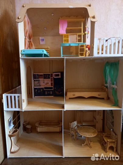 Кукольный домик для барби с мебелью