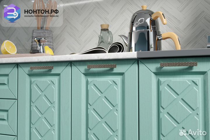 Кухня Агава 1.6 м акация белая / мята