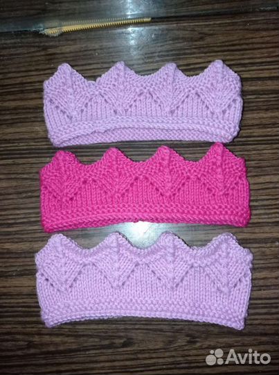 Вязаная повязка на голову корона