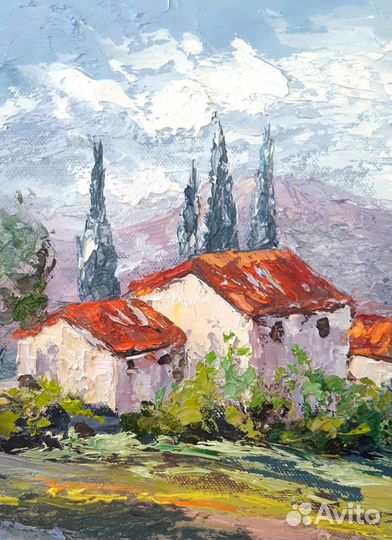 Картина Пейзаж прованса, мастихин, масло, холст