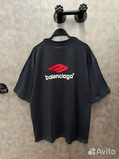 Футболка Balenciaga черная оверсайз (new 2024)