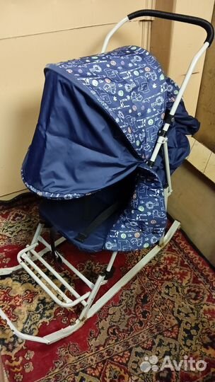 Детские санки коляска с колесами бу
