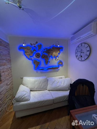 Карта мира на стену с подсветкой