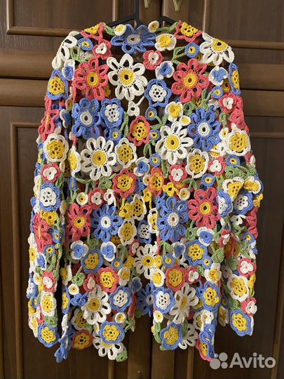 Вязаный ажурный кардиган женский L