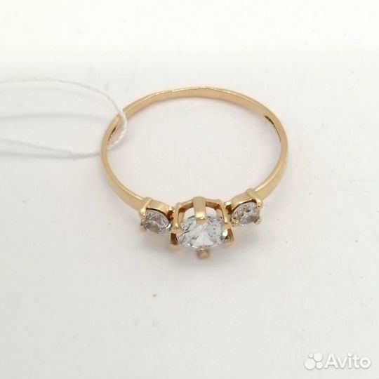Кольцо / размер 18 / 1,21г / Золото585 / фианиты круглые