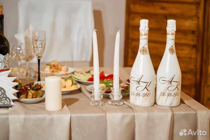 Свадебные аксессуары, наборы, бутылки, фужеры