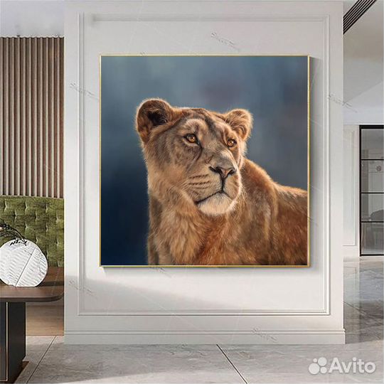 Картина маслом на холсте львица