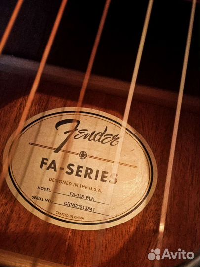 Акустическая гитара fender fa-125 дредноут black