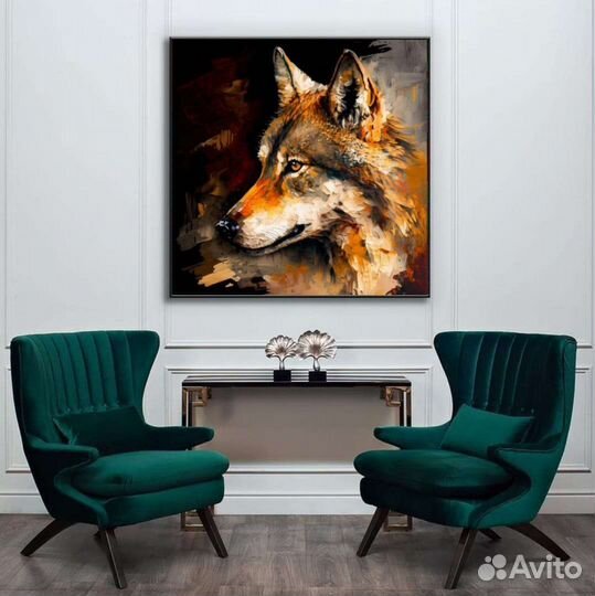 Волк картина маслом на стену музейное качество