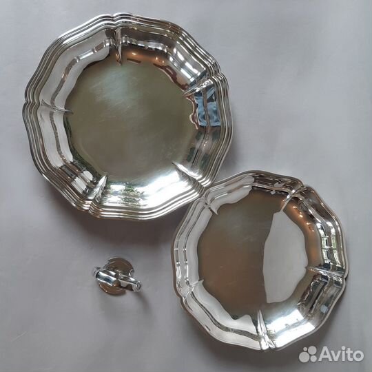 Соусник и блюда посеребренные F.W.Quist