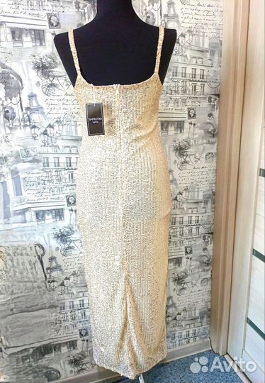 Платье с пайетками длинное вечернее 44р