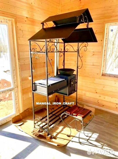 Мангал с печкой под казан