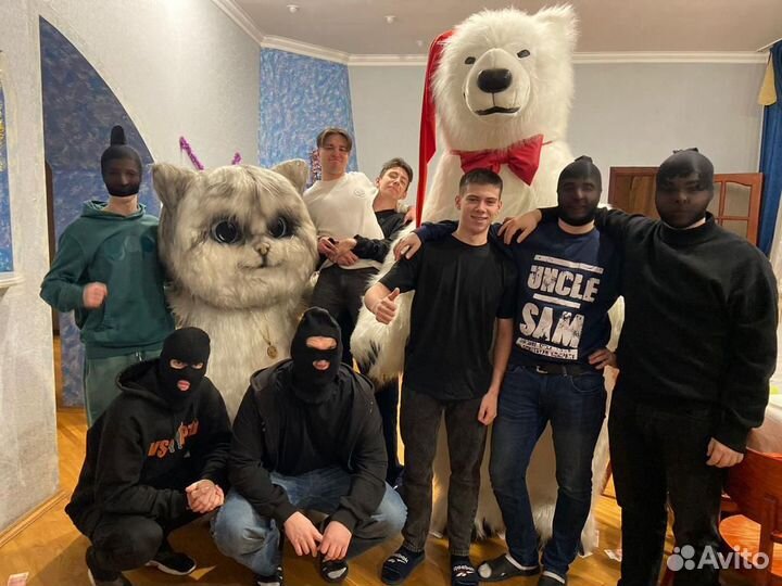 Белый мишка поздравление,Чебурашка,кот,аниматоры