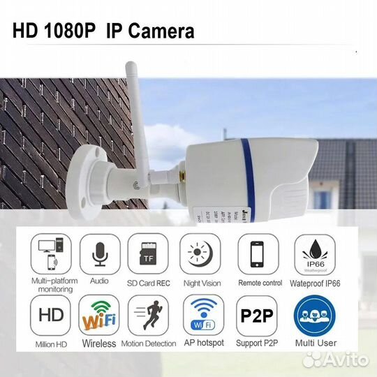 Камера видеонаблюдения уличная WiFi, 1080p