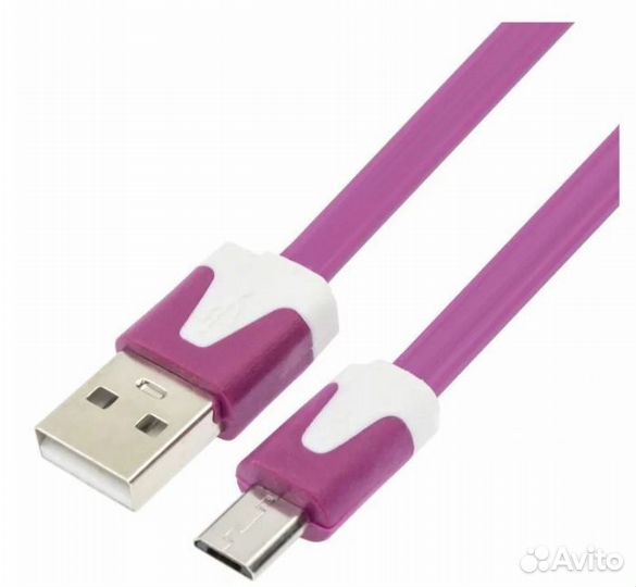 Плоский кабель micro USB - USB 2,4 ампера 1 м