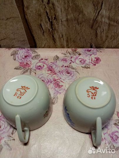 Кофейные чашки + блюдца +молочник дфз