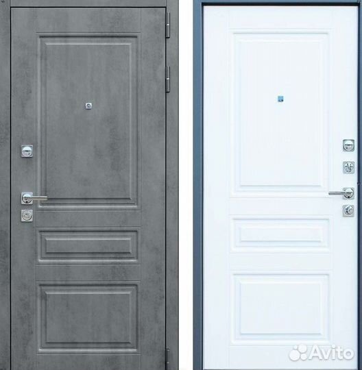 Дверь входная серая металлическая Лира