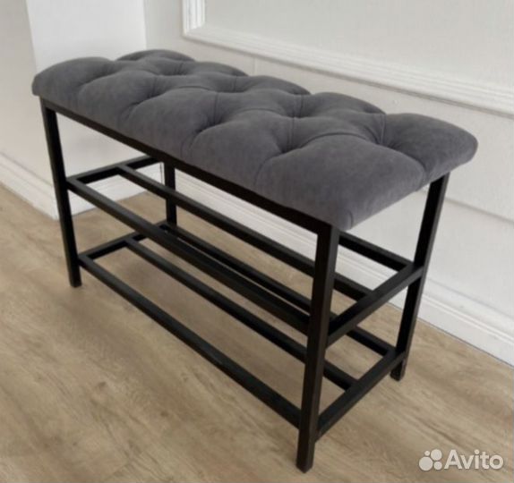 Обувница в прихожую железная с мягким сиденьем