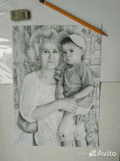 Портрет маслом и карандашом по фото