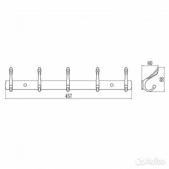 Планка с крючками Savol S-00115B, золото