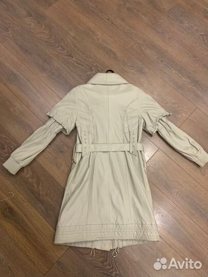 Кожаный плащ женский 48