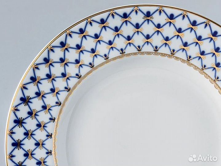 Тарелка плоская Гладкая.Кобальтовая сетка.24см.ифз
