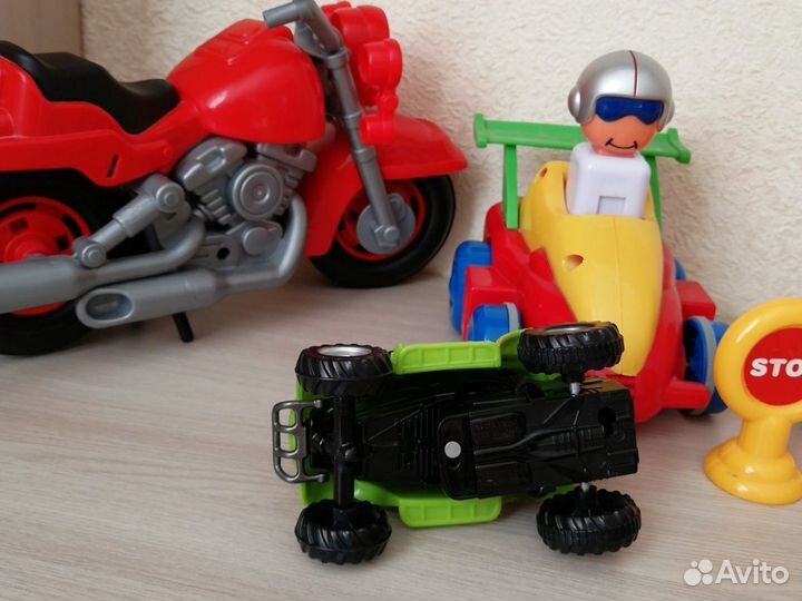 Мотоцикл, гонщик, строители, Вспыш тачки