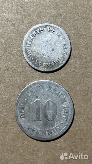 Монеты Германской Империи 5,10 пфеннигов 1876 год