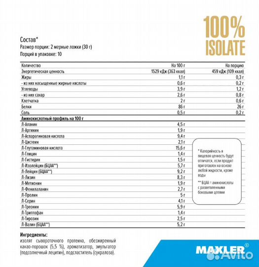 Протеин сывороточный изолят Maxler 100 Isolate