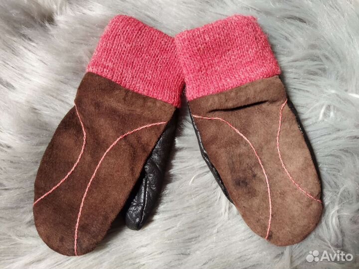 Новые кожаные варежки, детские, СССР