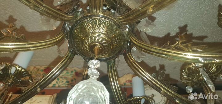 Люстры 3шт., бронза, хрусталь