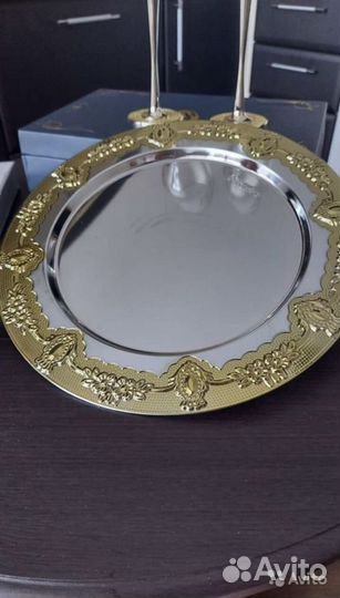 Фужеры, блюдо, приборы для торта