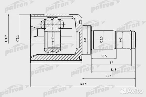 ШРУС внутренний правый 25x41x29 mitsubishi lancer