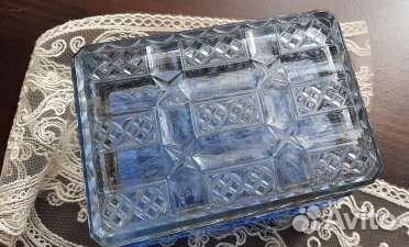 Антикварная шкатулка чайница цветное стекло