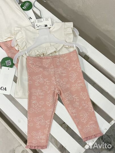 Летний комплект для девочки 74 футболка лосины