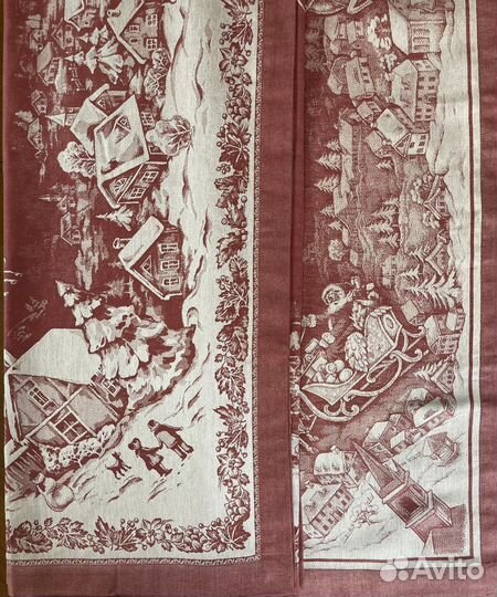 Скатерть новогодняя лен/хлопок длина до 366 см