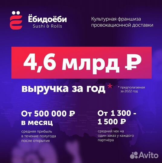 Франшиза Ёбидоёби. Прибыль от 500 тыс