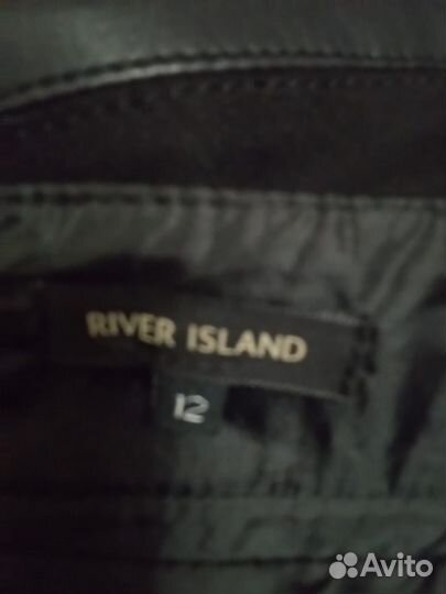 Кожаная юбка комбинированная прямая. River island