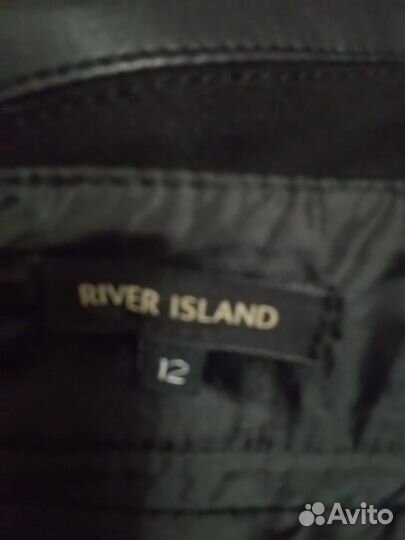 Кожаная юбка комбинированная прямая. River island