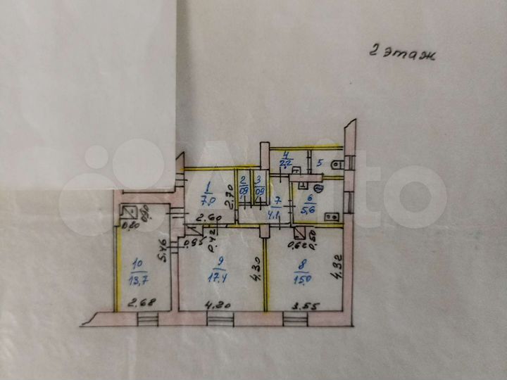 3-к. квартира, 69 м², 2/2 эт.