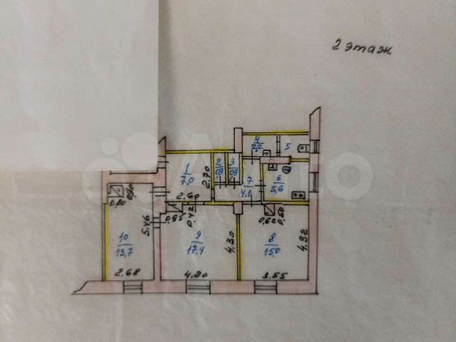 3-к. квартира, 69 м², 2/2 эт.