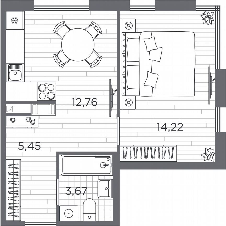 1-к. квартира, 36,1 м², 5/5 эт.