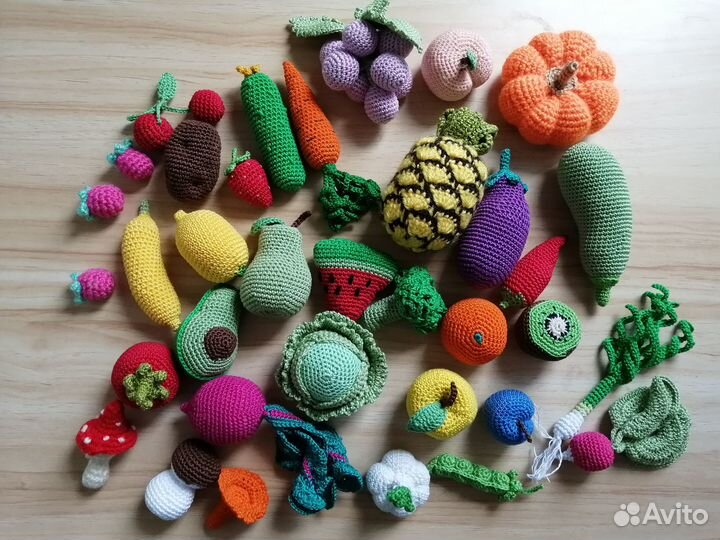 Фрукты овощи вязаные (33 предмета)