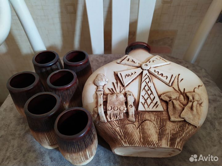 Кувшин и стопки для вина ручной работы