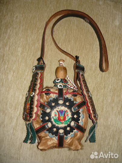 Фляга Венгерская из кожи и меха. 70-80гг