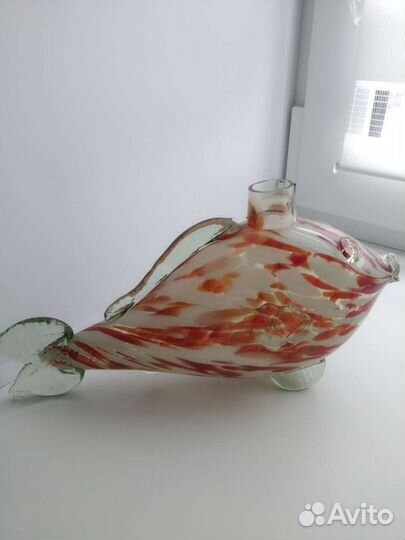 Ваза рыба СССР цветное стекло