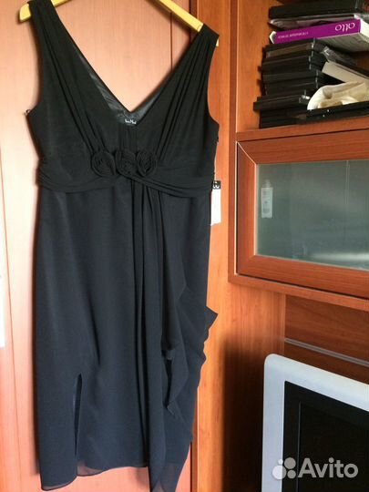 Новое вечернее чёрное платье без рукавов vera mont